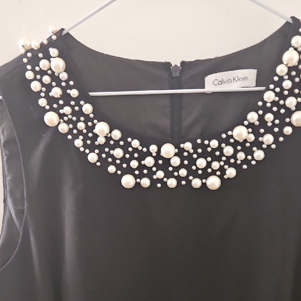 Calvin Klein Black Dress with Pearl Details